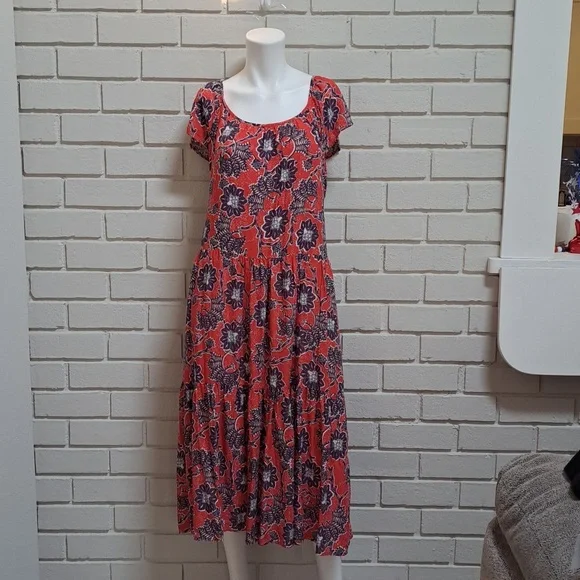 chinese dress ladies Alana Crimson Red Tiered Evening Maxi Dress M main image 0